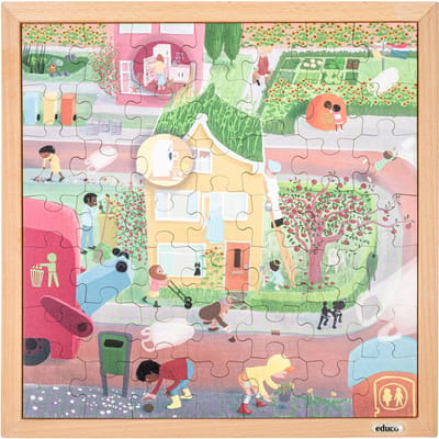Educo Woordenschatpuzzel - Algemene hygiene - Houten speelgoed - Houten puzzel - Educatief speelgoed - Kinderspeelgoed - 49 stukjes - 40x41
