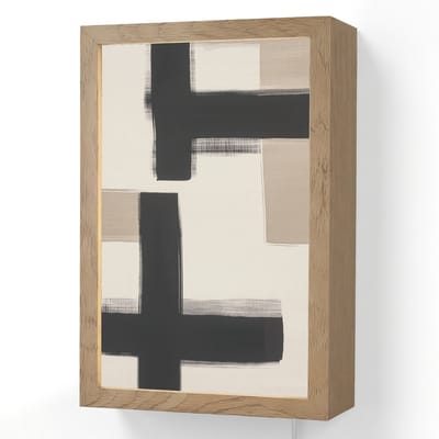 Wandlamp 20x30 cm - Oplaadbaar - Zwart - Abstract - Japandi - Wandlampen binnen woonkamer - Slaapkamer lamp met kabel - Decoratieve nachtlamp - Vloerlamp snoer