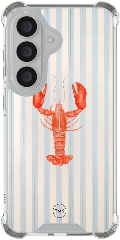 Shockproof hoesje geschikt voor Samsung Galaxy S26 - Kreeft - Schokbestendig - Verhoogde randen - TPU case - Extra Sterke Back Cover - Gestreept - Transparant, Blauw
