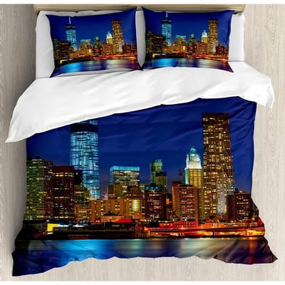 Urban 3-delige Beddengoedset Manhattan Zonsondergang Skyline New York City Dekbedovertrekset Bedset Dekbedovertrek Kussensloop Dekbedovertrek US Twin(172x218cm)