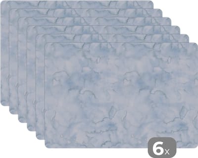 Placemat - Placemats kunststof - Patronen - Waterverf - Grijs - Marmer - 45x30 cm - 6 stuks - Hittebestendig - Anti-Slip - Onderlegger - Afneembaar