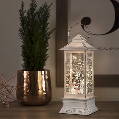 Konstsmide 4365-200 LED-lantaarn Sneeuwpoppen Warmwit LED Wit Besneeuwd, Watergevuld, Timer, Schakelaar