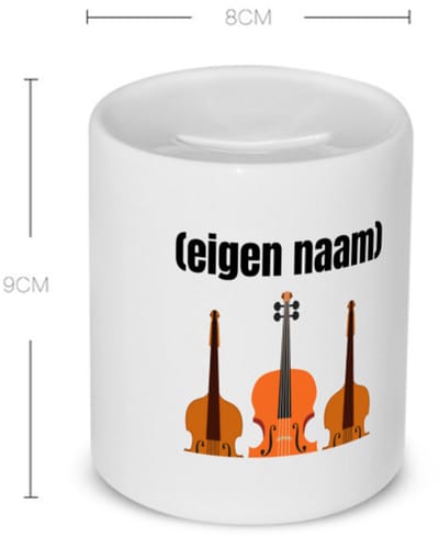 Akyol - 3 violen Spaarpot - Viool - muziek liefhebbers - met eigen naam - de echte viool liefhebber - cadeau - kado - 350 ML inhoud