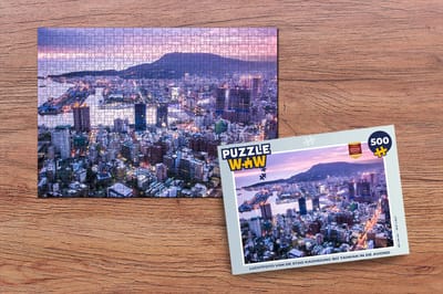 Puzzel Luchtfoto van de stad Kaohsiung bij Taiwan in de avond - Legpuzzel - Puzzel 500 stukjes