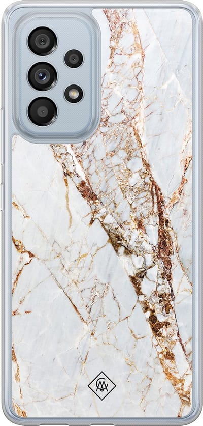Casimoda® hoesje - Geschikt voor Samsung Galaxy A53 - Marmer Goud - 2-in-1 case - Schokbestendig - Marble design - Verhoogde randen - Goudkleurig, Transparant