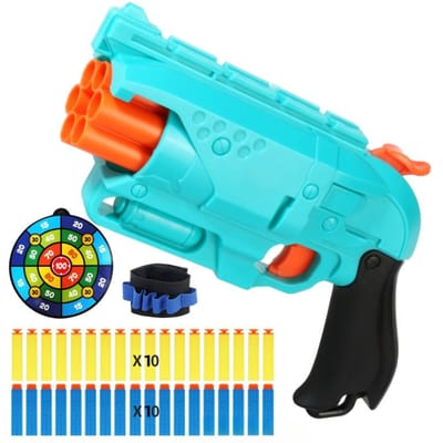 Kinderen 6-S Zacht Kogelgeweer met 20 Kogels Doelwit Polsbandje Nerf Blaster Speelgoedgeweer Binnen Buiten Schieten Dart Blaster Cadeau