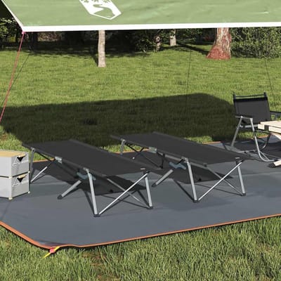 Vouwbed Camping - Opvouwbaar Bed - Buiten Ontspannen - Waterafstotend Oxford - 194 x 625 x 425 cm - Zwart