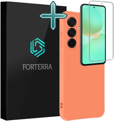 Hoesje Met Screenprotector - Geschikt voor Samsung Galaxy A36 - Sterk & Shockproof - Telefoon Hoes - Back Cover - Siliconen Case - Perzik