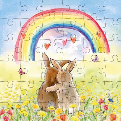 Puzzel wenskaart - Animal Friends - Wenskaart met Puzzel - JPC018- Rainbow