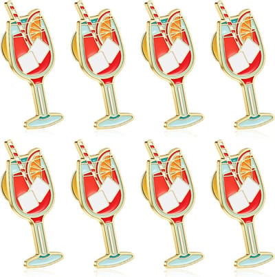 8 stuks schattige drank sapbroche, hoogwaardige emaille pinnen met mini-wijnglazen, grappig kawaii-design, veelzijdige reversspelden voor carnaval, mode en geschenken