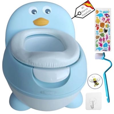 Potje voor peuters - Blauw Pinguïn - Toilet training vanaf 18 maanden - Veilig en comfortabel met antislip onderzijde