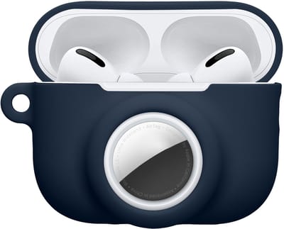 kwmobile oordopjes case geschikt voor Apple Airpods Pro 3 hoesje - Oortjes cover met AirTag houder - In-ear koptelefoon hoes - Silicone in donkerblauw