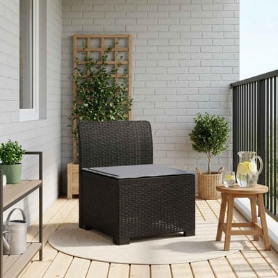 vidaXL - Eén-zits - Tuin - Sofa - met - Kussen - Rieten - Look - PP - Antraciet