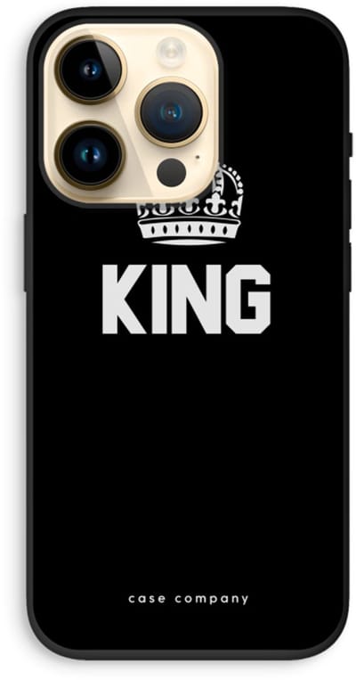Case Company® - Hoesje geschikt voor iPhone 14 Pro hoesje - King zwart - Biologisch Afbreekbaar Telefoonhoesje - Bescherming alle Kanten en Schermrand
