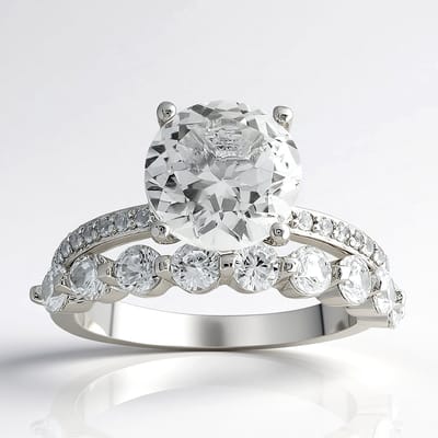 Cavill - Zilveren ring met 2,871 ct witte topaas en 1,531 ct zirkonia - 925 sterling zilver - Rhodium laag - Elegante ronde topaasring
