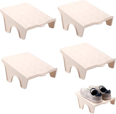 Ruimtebesparende schoenenorganizer met antislip functie, 4 stuks voor efficiënte schoenenopslag thuis, ideaal voor kleine schoenmaten
