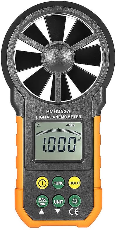 Digitale Windsnelheidsmeter - Luchtvolumemeter Anemometer - Weer Meten - Meerdere Eenheden - 168 x 83 x 4 cm - Zwart