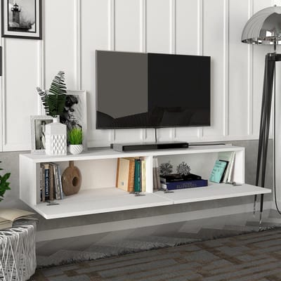 Tv-meubel Toivakka zwevend 135x31x25 cm wit