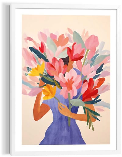Schilderij Bloemenmeisje - 70 x 50 - Hout - REINDERS