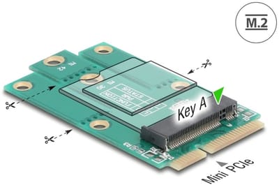 Delock Adapter Mini PCIe male to M.2 Key A slot