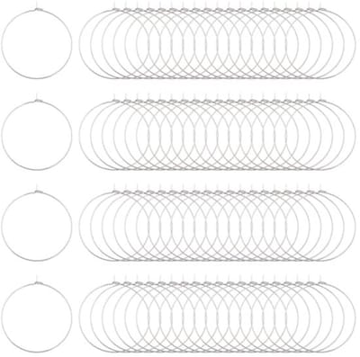 Hoepeloorbellen, wijnglasbedels, ringen, kralen van roestvrij staal, hoepelringen voor bruiloften, feestwijnglasmarkers, oorbellen, sieraden maken, chirurgisch roestvrij staal 316