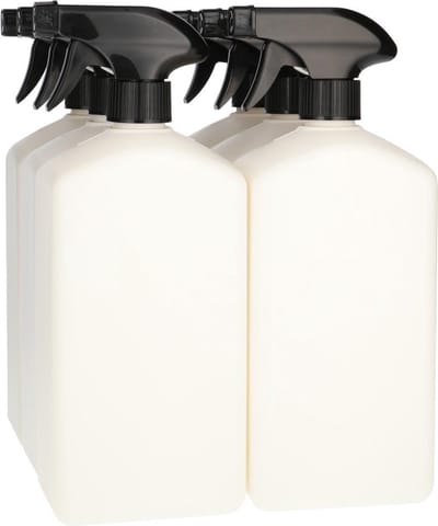 6 x Plastic Fles 1000 ml Triggerpomp zwart - Gerecycled HDPE Kunststof- Gerecycled HDPE Kunststof - Onbreekbaar - ca. 70% minder Co2 uitstoot door gerecycled materiaal - 6 stuks