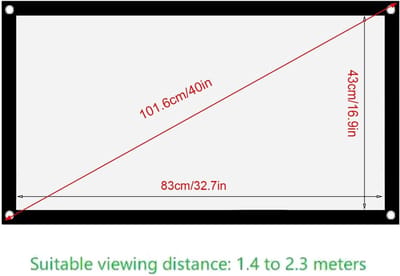 Dikke Draagbare, Kreukvrije en Zachte Witte Polyester Projectiescherm voor 16:9 Beeldverhouding met een Kijkafstand van 1.4-2.3 Meter (40 inch)