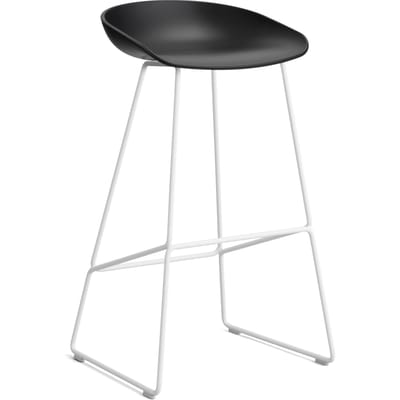 HAY About a Stool AAS 38 - black 2.0 - wit - Standaard glijders kunststof - Zithoogte 75 cm