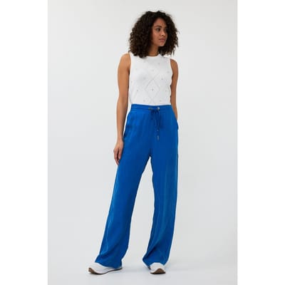 EsQualo Trousers Elastic Wb Cupro Blue Maat: 34 | Broeken Outlet | Dames | Blauw