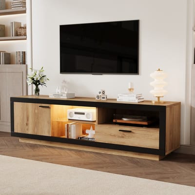 STILVORA Tv-Meubel - Met Slimme Ledverlichting En Opbergruimte - Voor Woonkamer En Slaapkamer - Spaanplaat - 160x40x50 Cm
