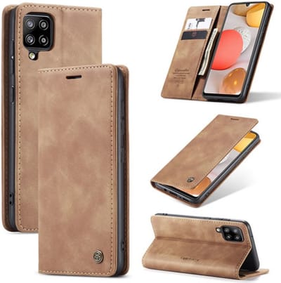 CaseMe - Hoesje geschikt voor Samsung Galaxy A42 5G -Wallet Book Case - Magneetsluiting - Licht Bruin