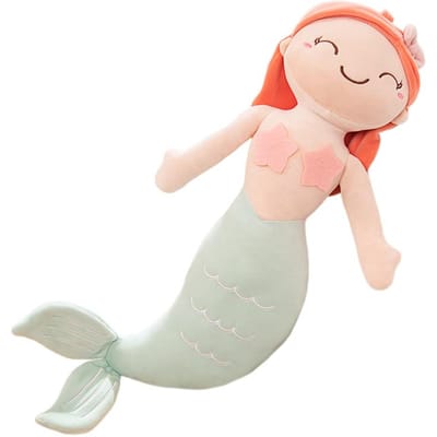 45~80cm Vier Kleuren Zeemeermin Vis Pluche Speelgoed Gevuld Zoete Mensachtige Pop Slaapmaatje Nachtelijk Cadeau 45cm beige
