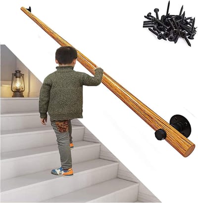 Houten Trapleuning - Wandgreep - Veiligheid Binnen - Massief Hout - 300cm - Natuurlijk