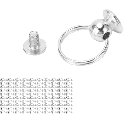 Lot de 100 rivets moine avec anneaux de traction, 8 mm, en cuivre brillant, double boucle, pour bricolage argenté