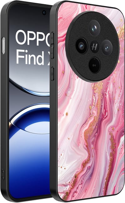 Smartphonica Telefoonhoesje Geschikt voor Oppo Find X8 met marmer opdruk - TPU backcover case marble design - Roze geschikt voor Oppo Find X8
