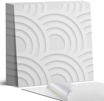 Coloray Plaktegels - Golvende patronen op de achtergrond Portugese Tegels - 30 cm x 30 cm - Wit Plaktegels - 9 stuks - Vierkant PVC Tegels - Plaktegels Keuken - Zelfklevende Vloertegels - Vinyltegels Vloer Zelfklevend - Zelfklevende Tegels
