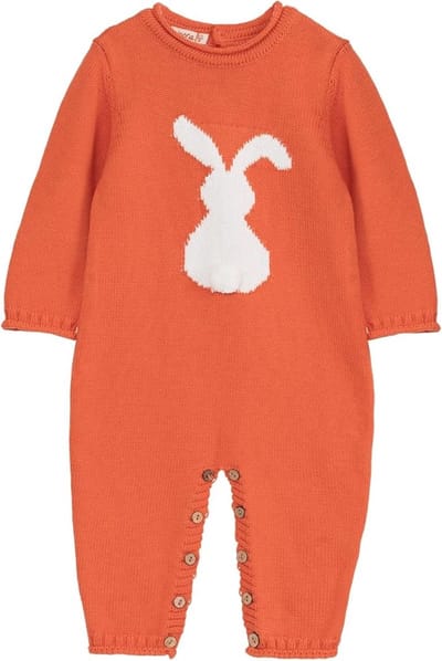 Minora gebreide unisex boxpakje- Baby jongens en meisjes- Maat 74-6/9 maanden-Newborn overalls winter- Konijn patroon romper- Baby kleding jongens-Kraamcadeau - Babyshower Cadeau- Sinterklaas