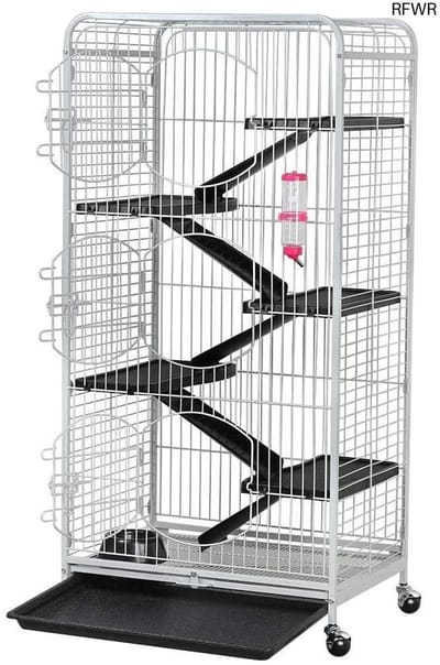 RFWR® Ruimtebesparende volière voor knaagdieren - ideaal voor ratten, konijnen, fretten en chinchilla's - 64 x 43,7 x 131,2 cm