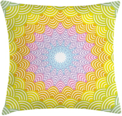 ABAKUHAUS Kussenhoes – vischubbenpatroon, ronde krans, veelkleurig, 45x45 cm