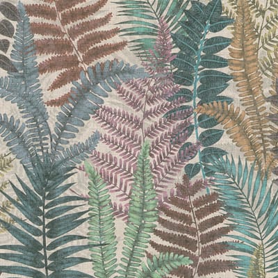 Natuur behang Profhome 393471-GU vliesbehang hardvinyl warmdruk in reliëf licht gestructureerd met bloemmotief mat meerkleurig turkooisblauw groen violet 5,33 m2