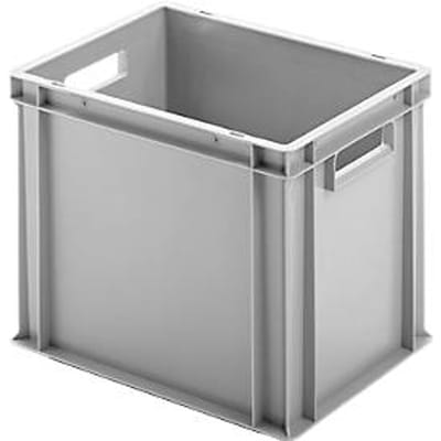 Ringoplast kunststof kratten serie Unista M320, door handgrepen, geribbelde bodem, L 400 x B 300 x H 320 mm, grijs