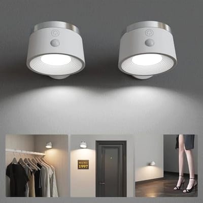 Draadloze LED Wandlamp met Bewegingsmelder - Batterij Aangedreven, 360 Graden Draaibaar, Dimbaar voor Binnengebruik
