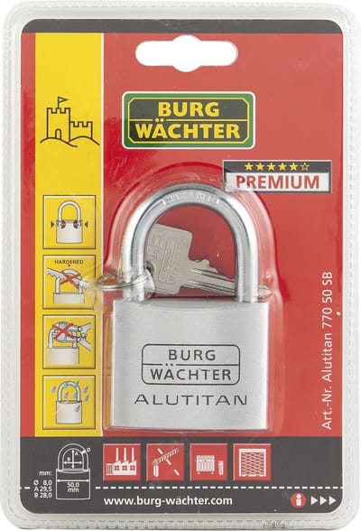 Burg Wächter 36021 Hangslot 30.00 mm Verschillend sluitend Aluminium Sleutelslot