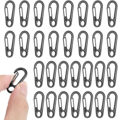 30 stuks kleine karabijnhaken, 31 mm / 1,22'' sleutel karabijnhaak, kleine mini karabijnhaken van zinklegering, karabijnhaak sleutelhanger voor outdoor sport, kamperen, reizen, vissen, rugzakreizen