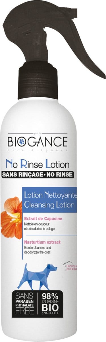 Biogance-No rinse Lotion-reinigende lotion- voor honden waterloos-250 ml REINIGT EN GEEFT EEN AANGENAME GEUR AAN DE VACHT