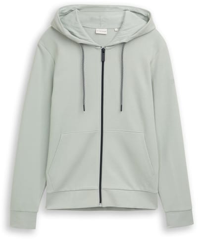 Tom Tailor - Basic hoodie-sweatjack - Maat XXXL - soft greyish green