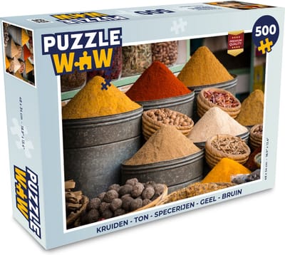 Puzzel Kruiden - Ton - Specerijen - Geel - Bruin - Legpuzzel - Puzzel 500 stukjes