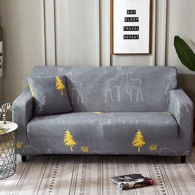 Nieuwe Melkzijde Print Serie Dubbele Bankhoes L-vormige Bankhoes 90-140cm gray