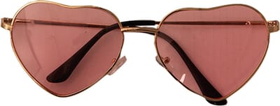 Faram Party Zonnebril - Hippie Flower Power Sixties - hartjes glazen - roze - carnaval - verkleed bril