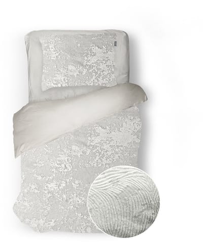 Eleganzzz Dekbedovertrek 3D Embossed Velvet Wave - Off White - Dekbedovertrek 140x200/220cm - Velvet Dekbedovertrek - 100% Velvet - Eenpersoons dekbedovertrekken - Effen Dekbedovertrek